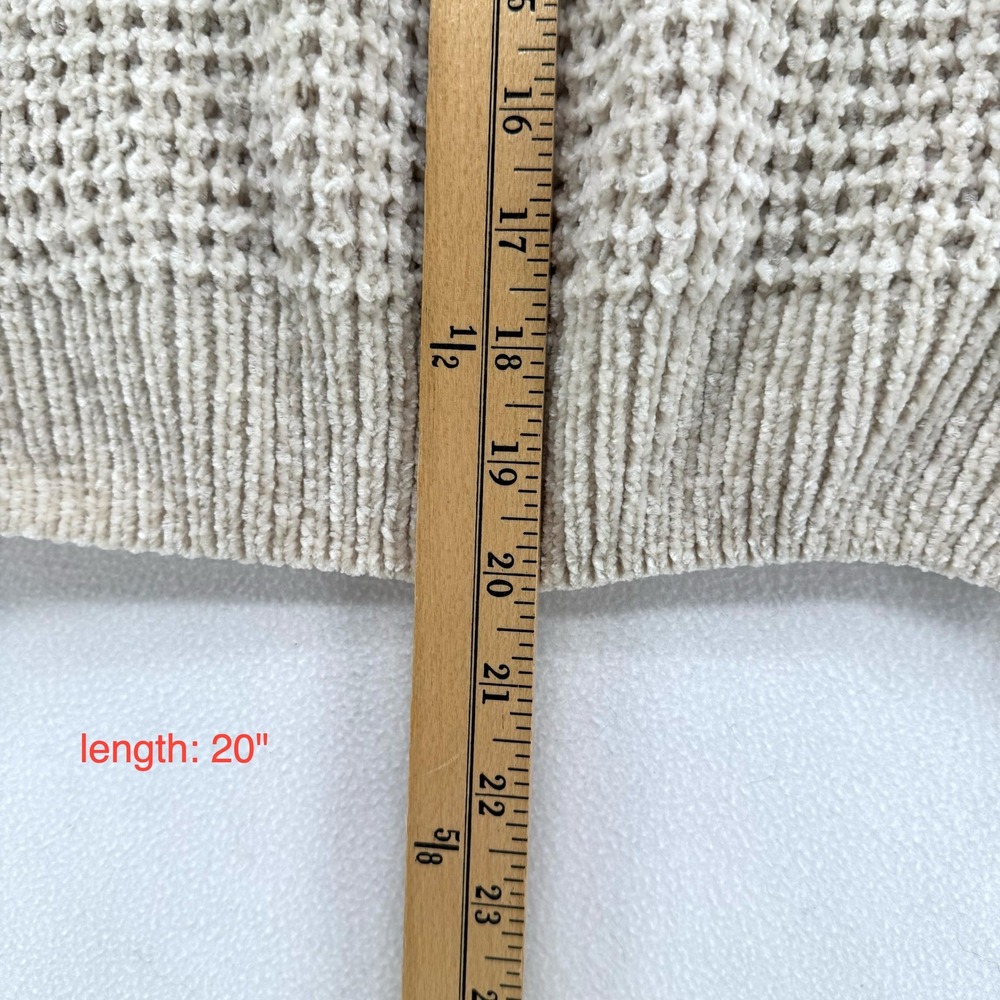 Altar'd State Chenille Sweater Womens Medium Beige Waffle Knit Cropped Pullover - Picture 6 of 7